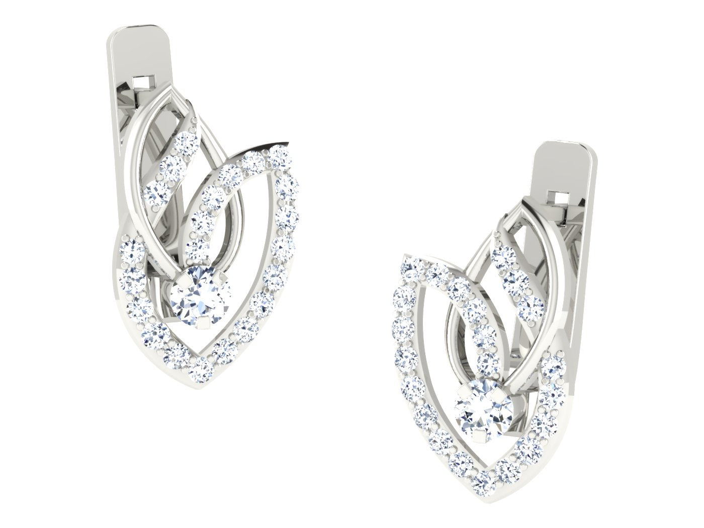LUSTRE LEAF HOOP DIAMOND EARRING