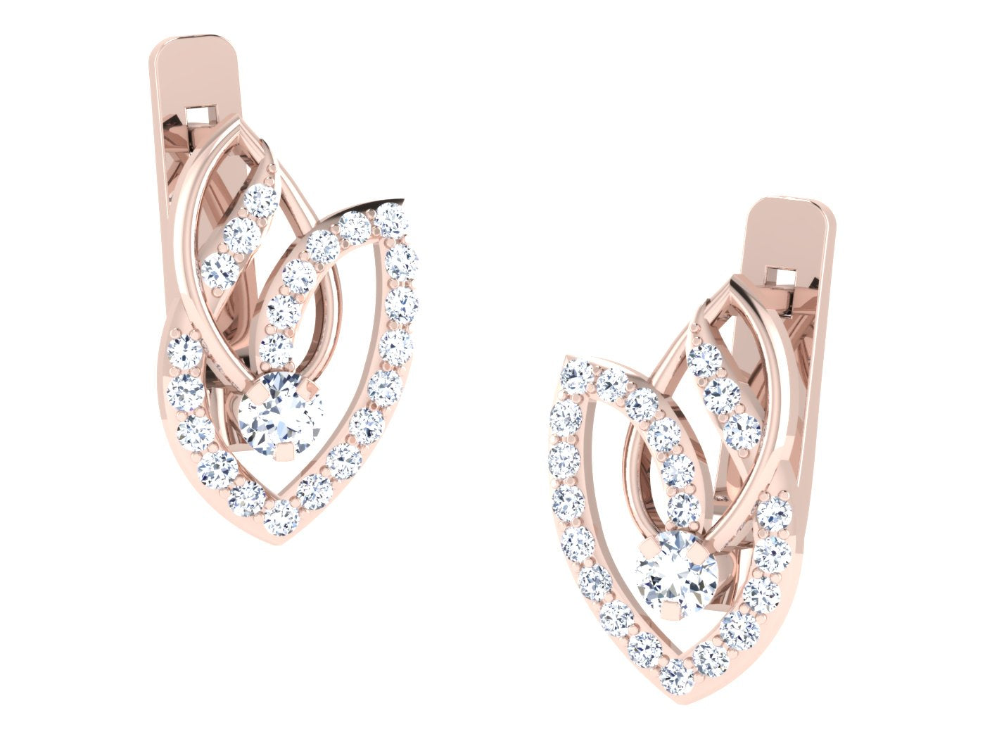 LUSTRE LEAF HOOP DIAMOND EARRING