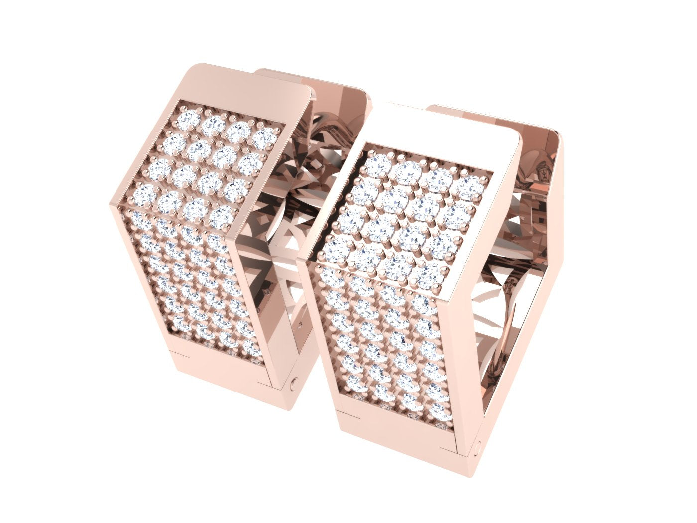 SQUARE HOOP DIAMOND EARRING