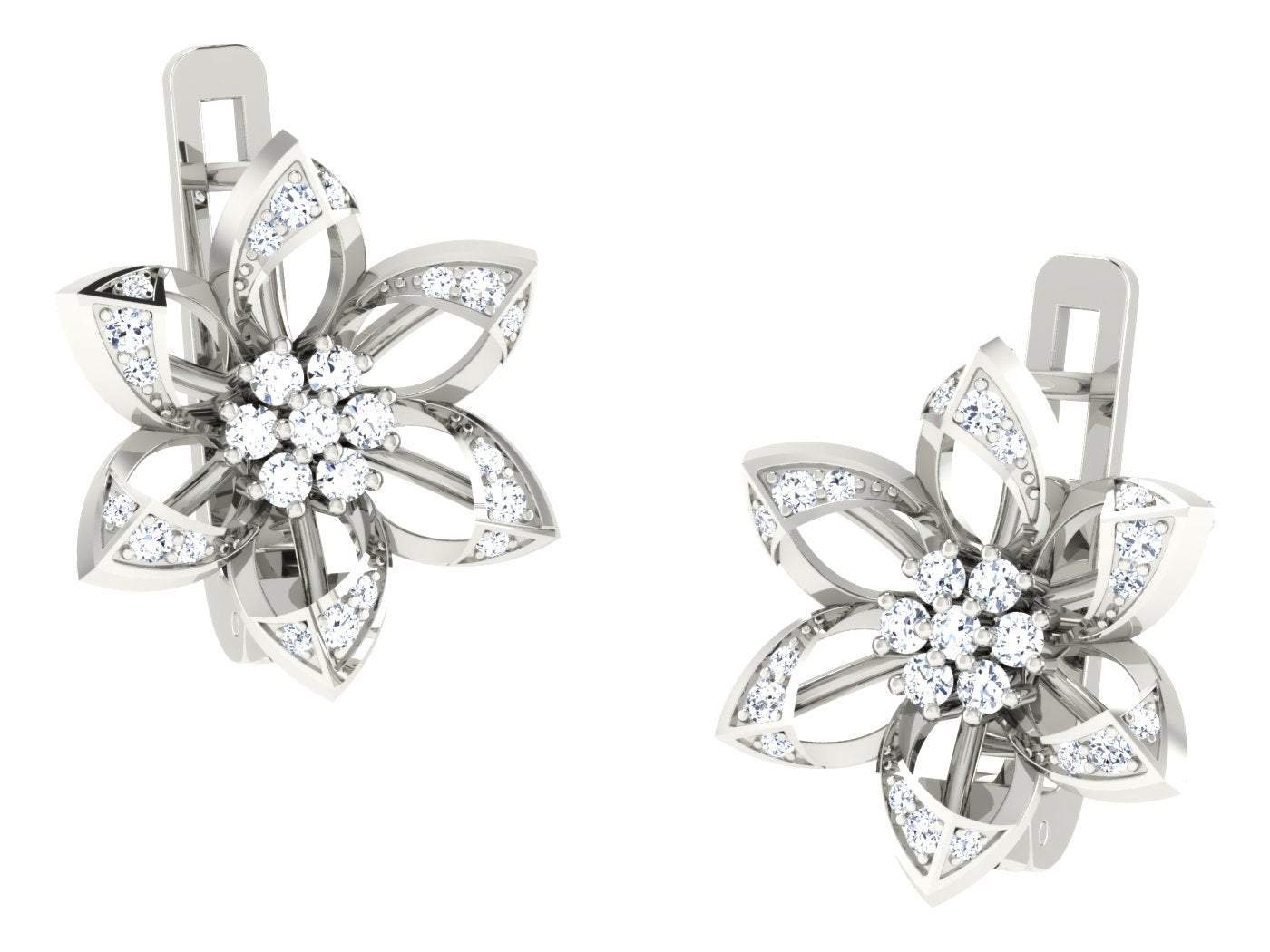 FLOWER HOOP DIAMOND EARRING