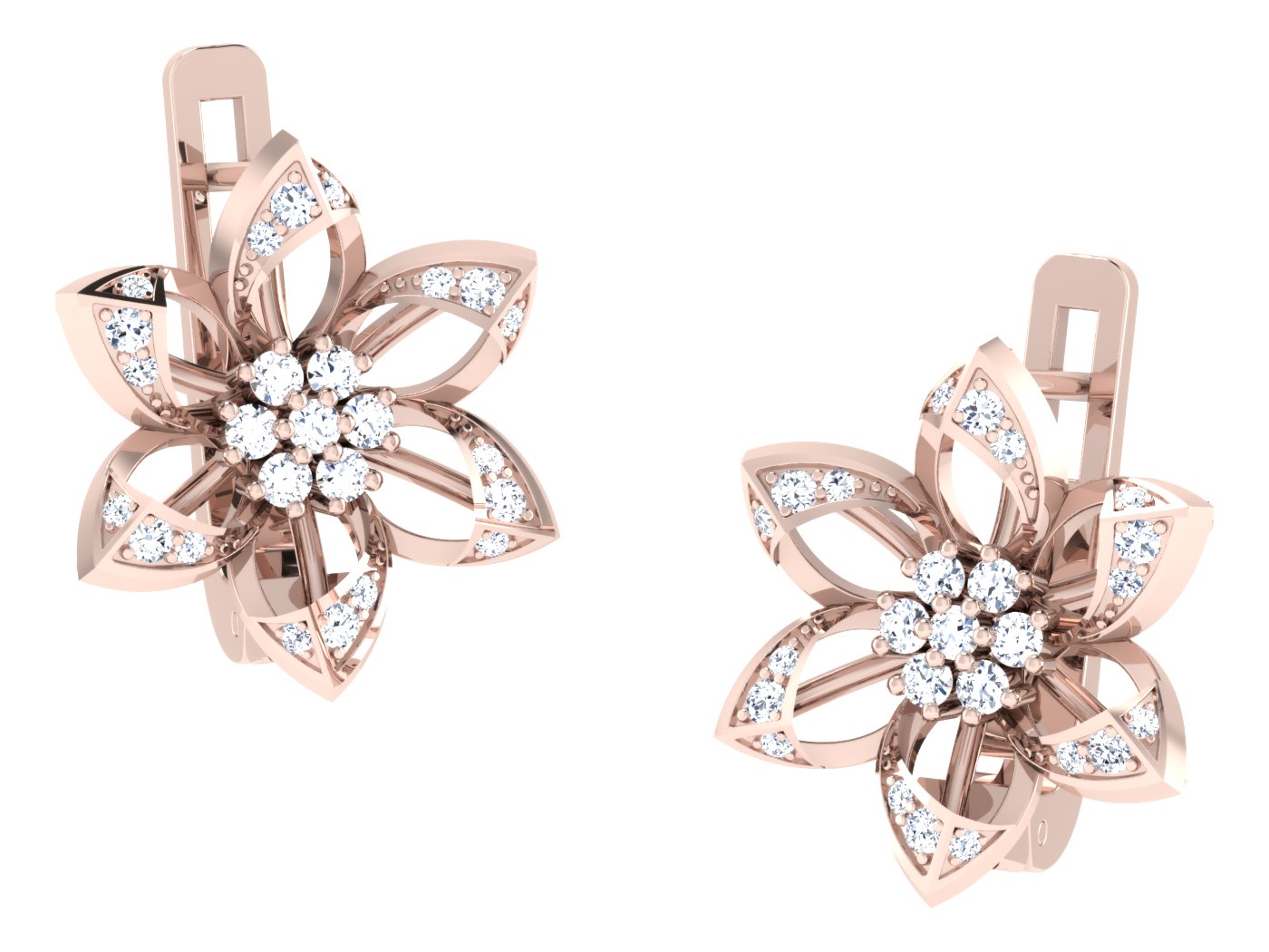 FLOWER HOOP DIAMOND EARRING