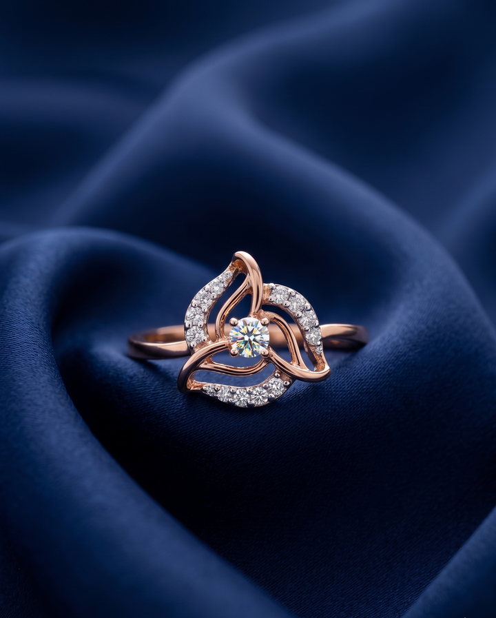Triquetra Pinwheel Diamond Halo Ring