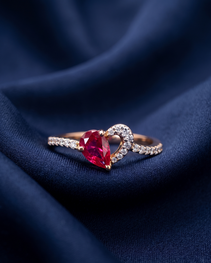 The Sweetheart Pear & Crimson Ring
