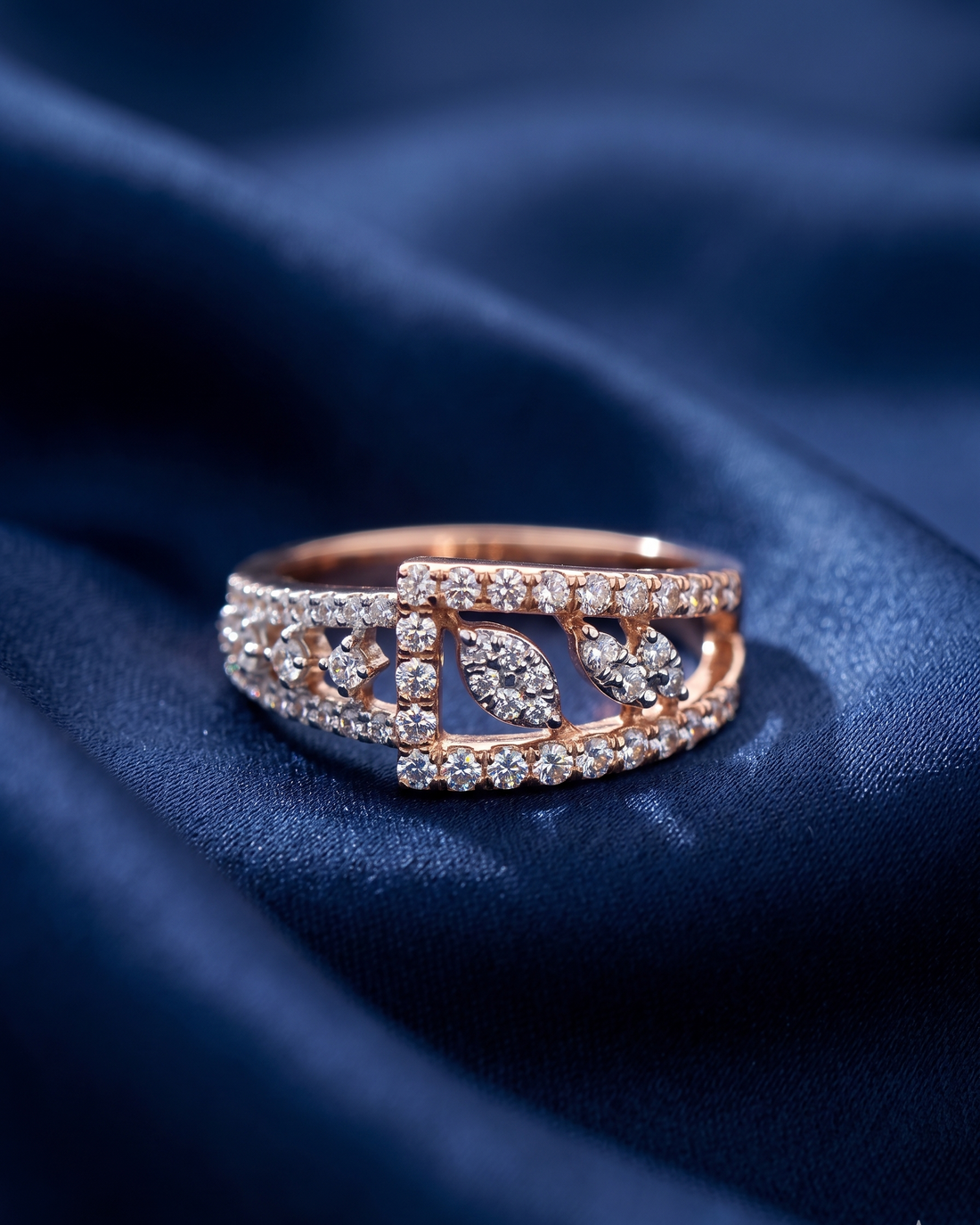 Botanical Buckle Openwork Diamond Ring