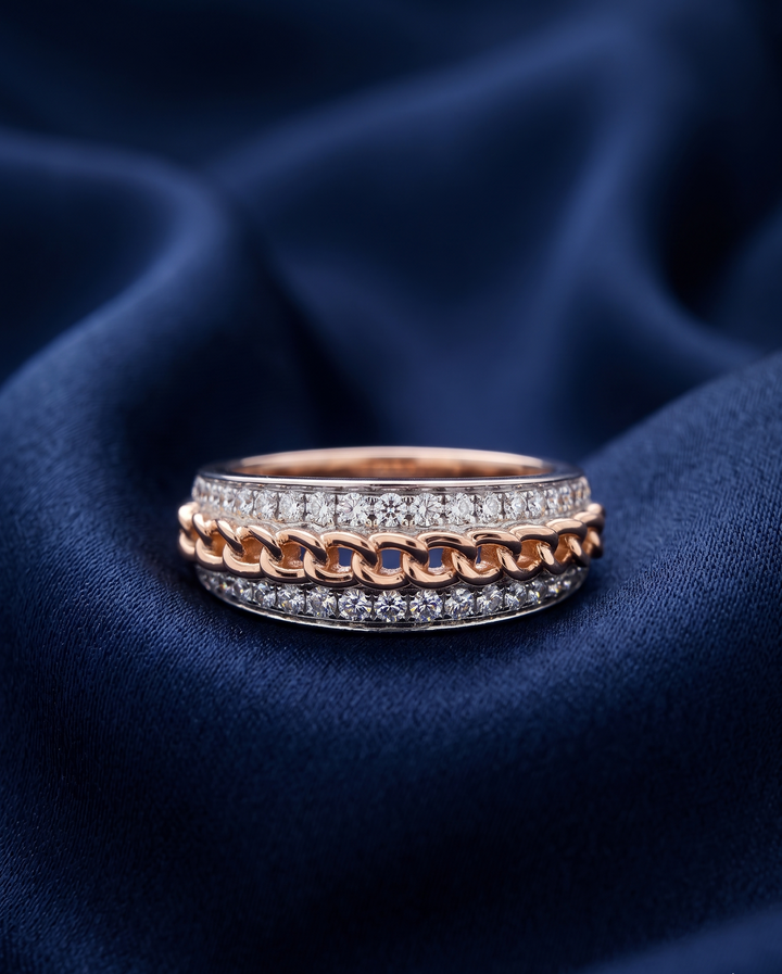 Interlocking Elegance Two-Tone Diamond Band