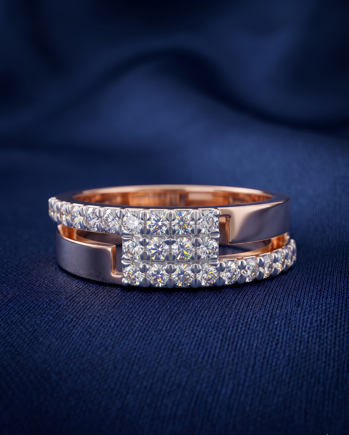 Axiom Interlocking Geometric Diamond Band