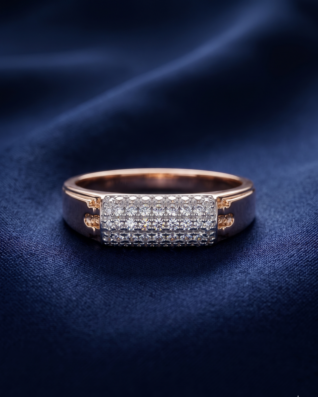 Sovereign Triple-Row Two-Tone Diamond Man Ring