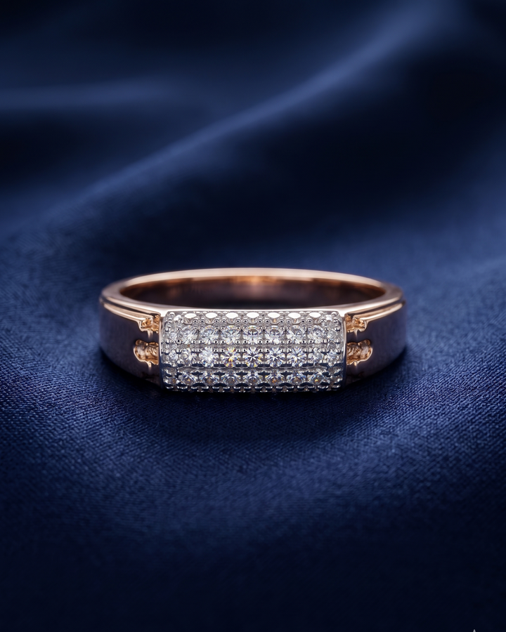 Sovereign Triple-Row Two-Tone Diamond Man Ring