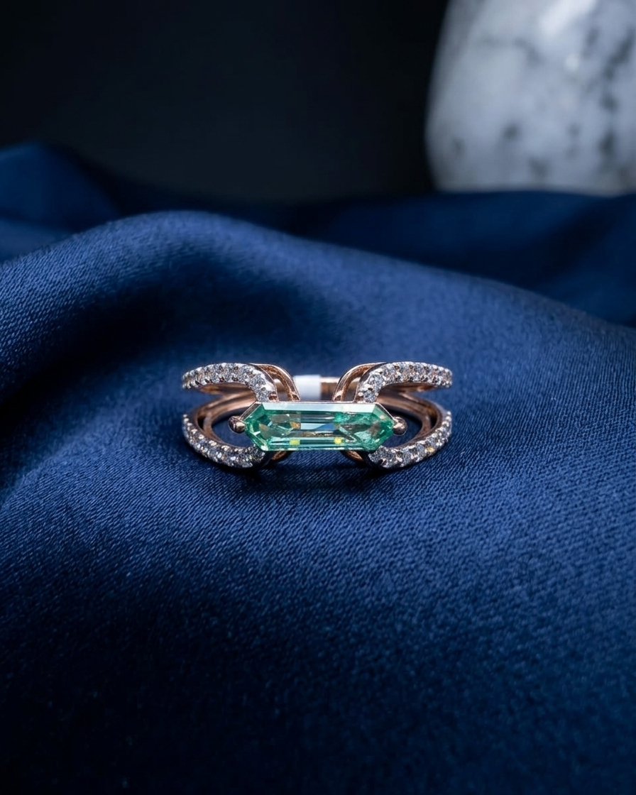 The Verdant Horizon Split Band Ring