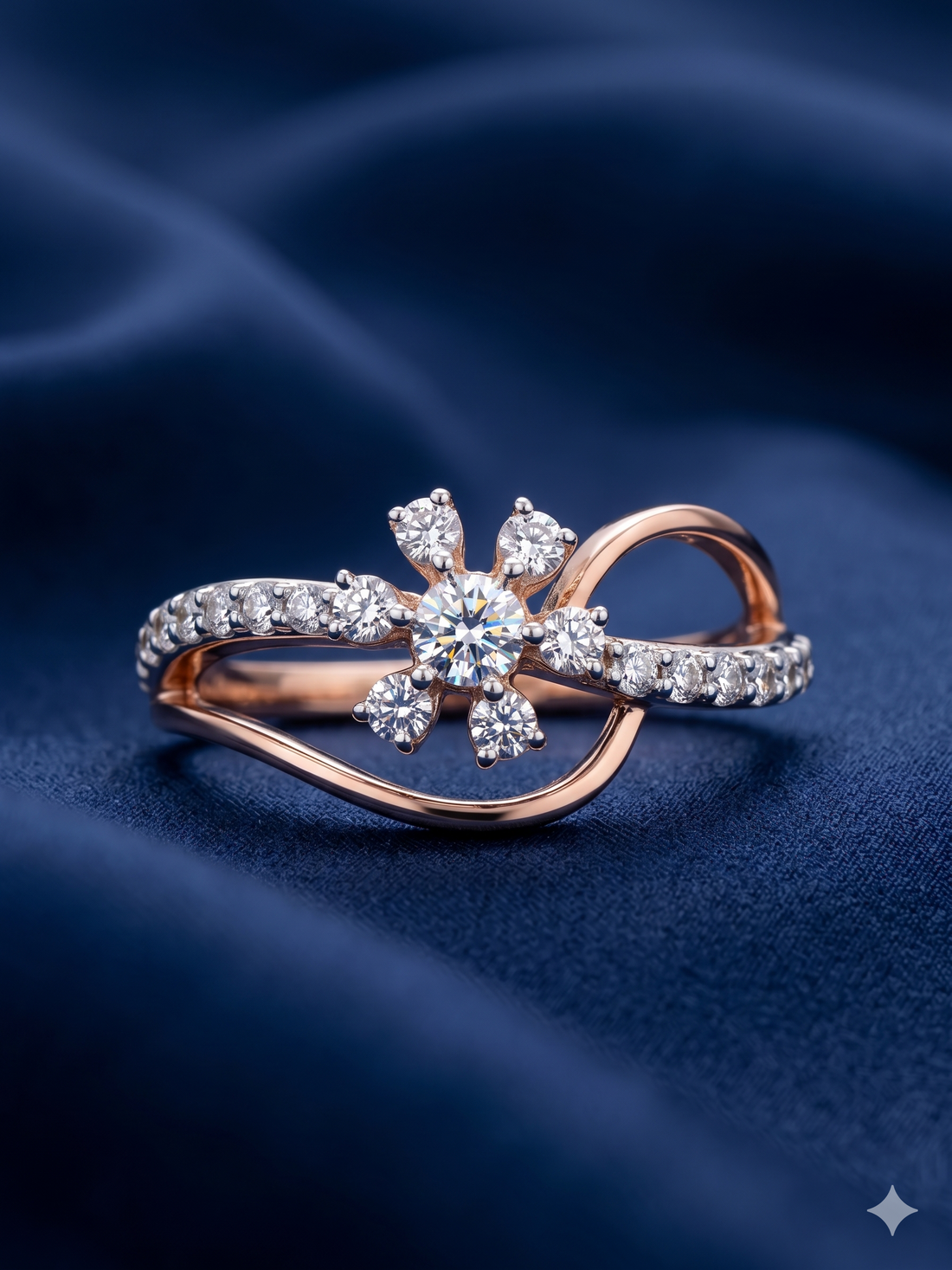 Aurora Snowflake Bypass Diamond Ring