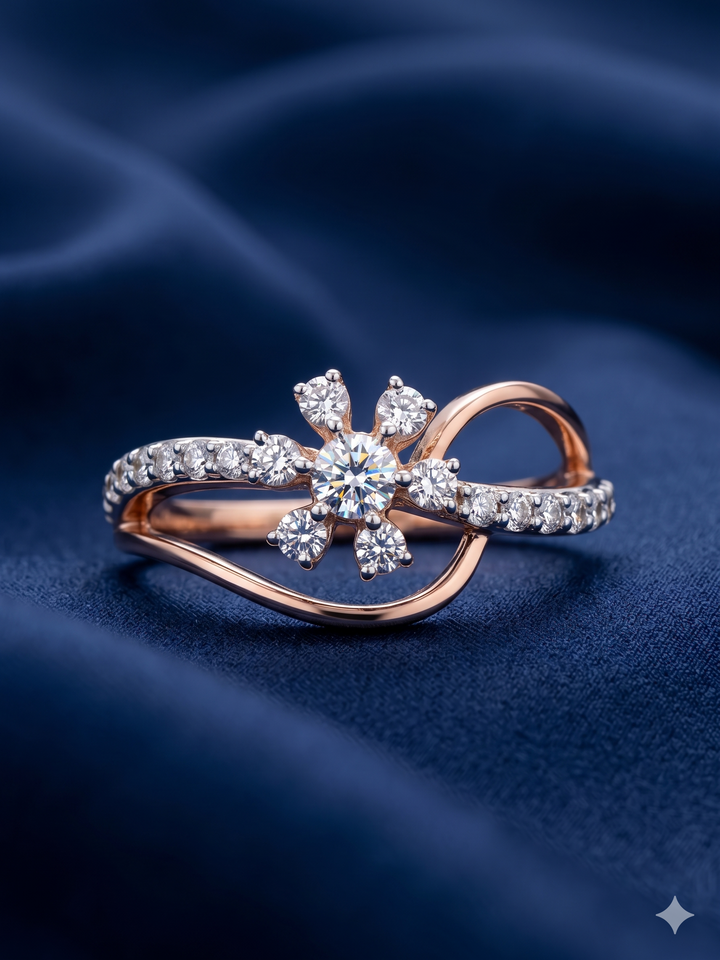 Aurora Snowflake Bypass Diamond Ring