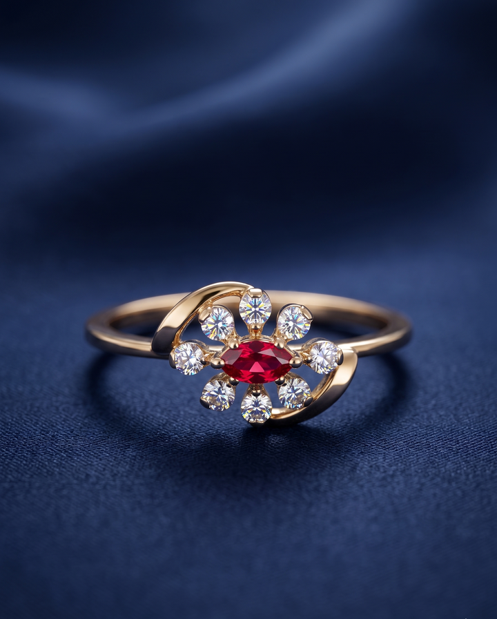 The Crimson Bloom Marquise Ring