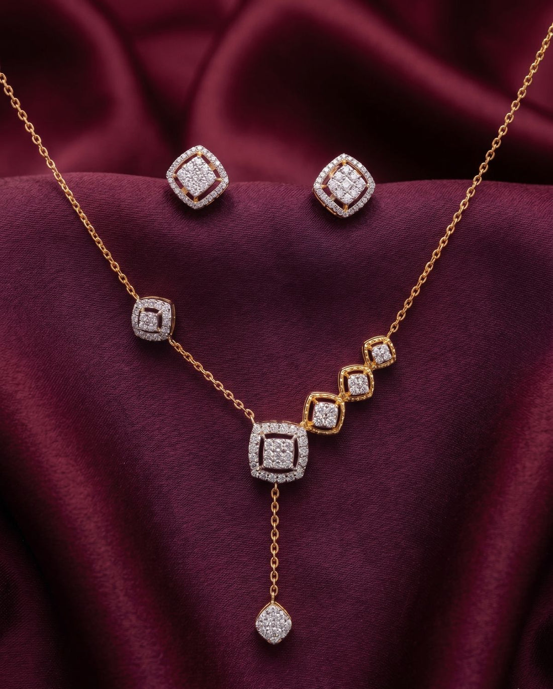 Geometric Harmony Asymmetrical Y-Necklace Set