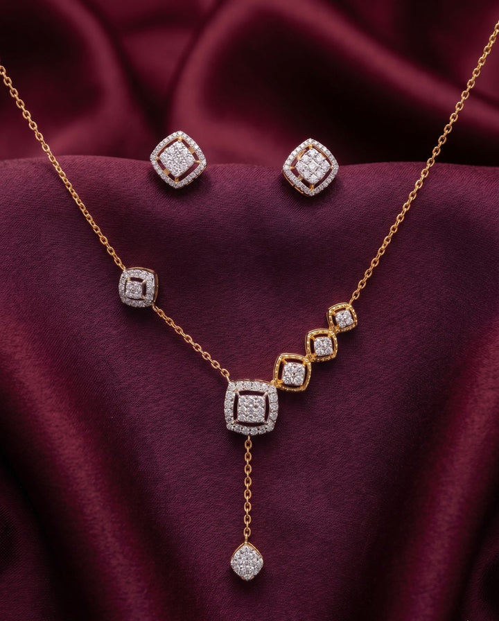 Geometric Harmony Asymmetrical Y-Necklace Set
