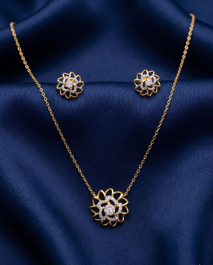 Blooms of Elegance Openwork Floral Pendant Set