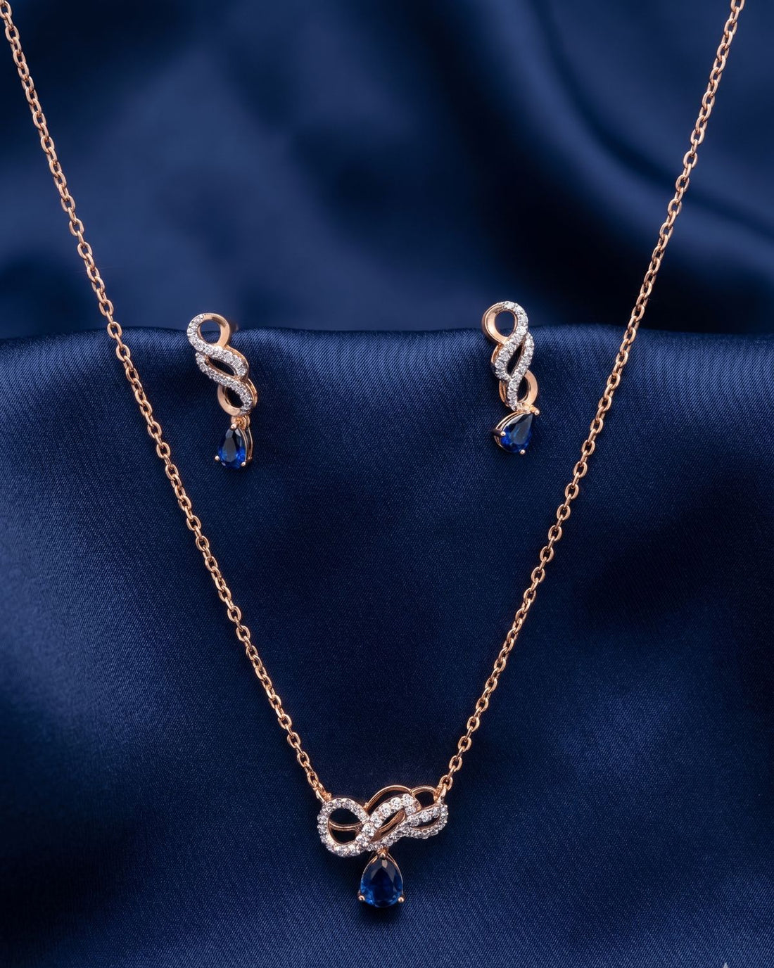 Eternal Infinity Sapphire & Diamond Drop Jewelry Set